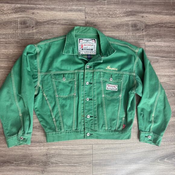 Vintage Perri Ellis America Shrink to fit green jacket oversized size S - Picture 2 of 10